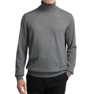 Paul Fredrick Gray Turtleneck Sweater Silk Cotton Cashmere Blend Size L